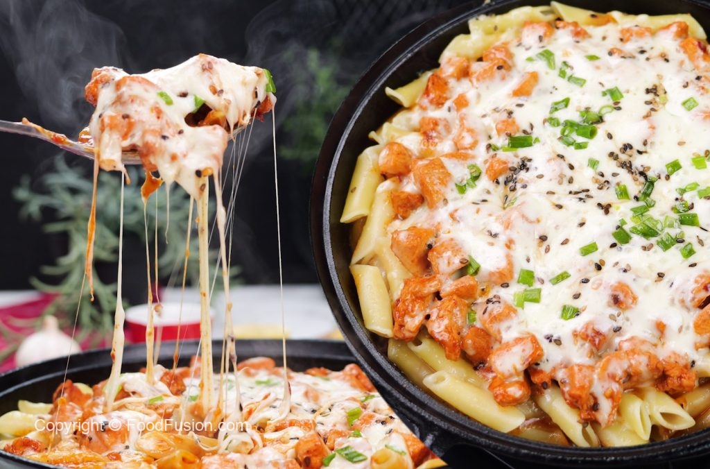 Penne Pasta with Hot Cheesy Chicken – Food Fusion